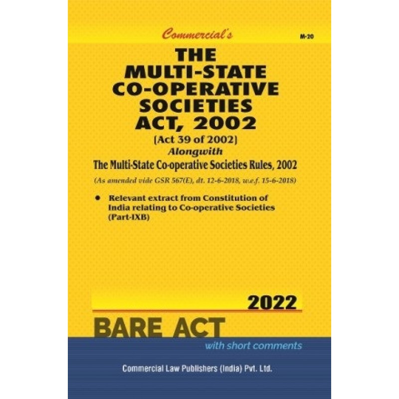 Commercial s Multi State Co Operative Societies Act 2002 Bare Act 2022